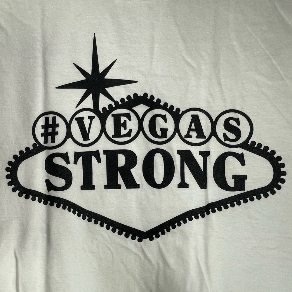 Vegas Strong Unisex T-Shirt 100% Cotton-White & Black-Las Vegas-NWOT